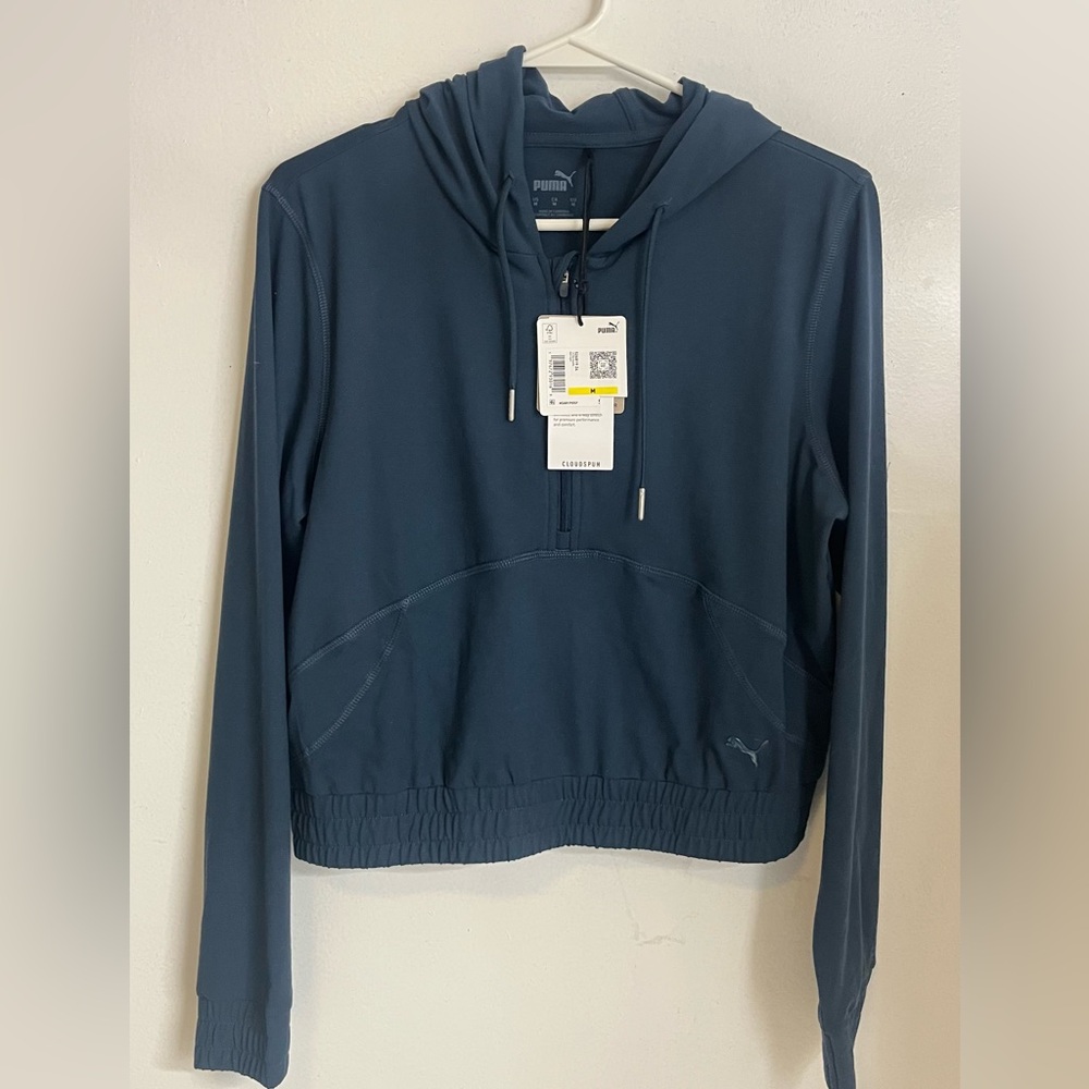 Puma Blue Relaxed Cropped Sweatshirt